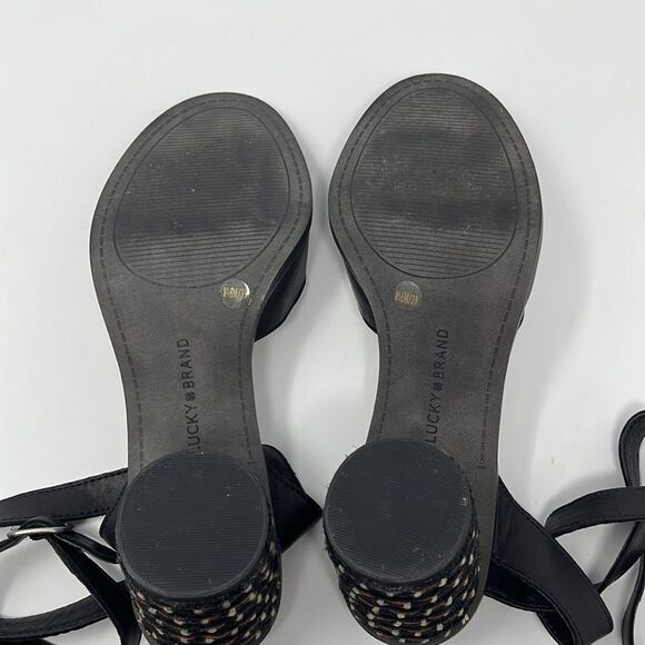 Lucky Brand Pernilla Round‎ Heel Leather Sandals Size 8.5 - Picture 7 of 8